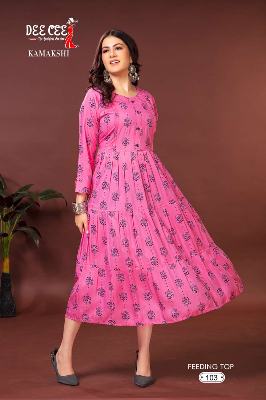 Kamakshi By Deecee Rayon Printed Feeding Kurtis Catalog 
